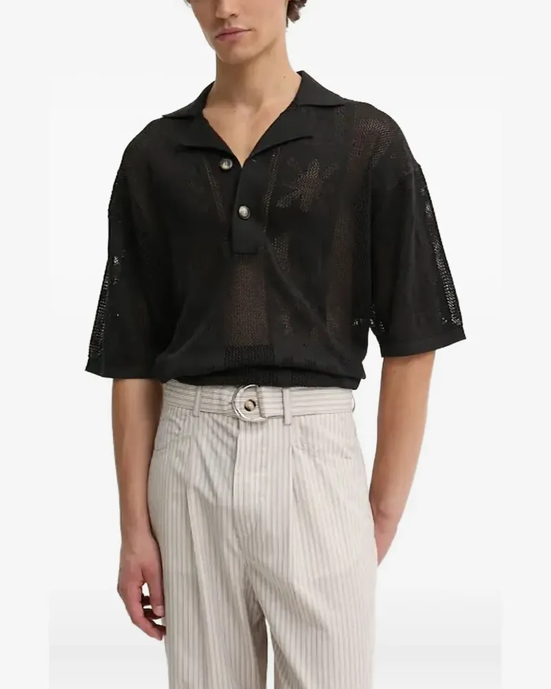 Nanushka Mesh-Poloshirt mit grafischem Muster - Schwarz Schwarz