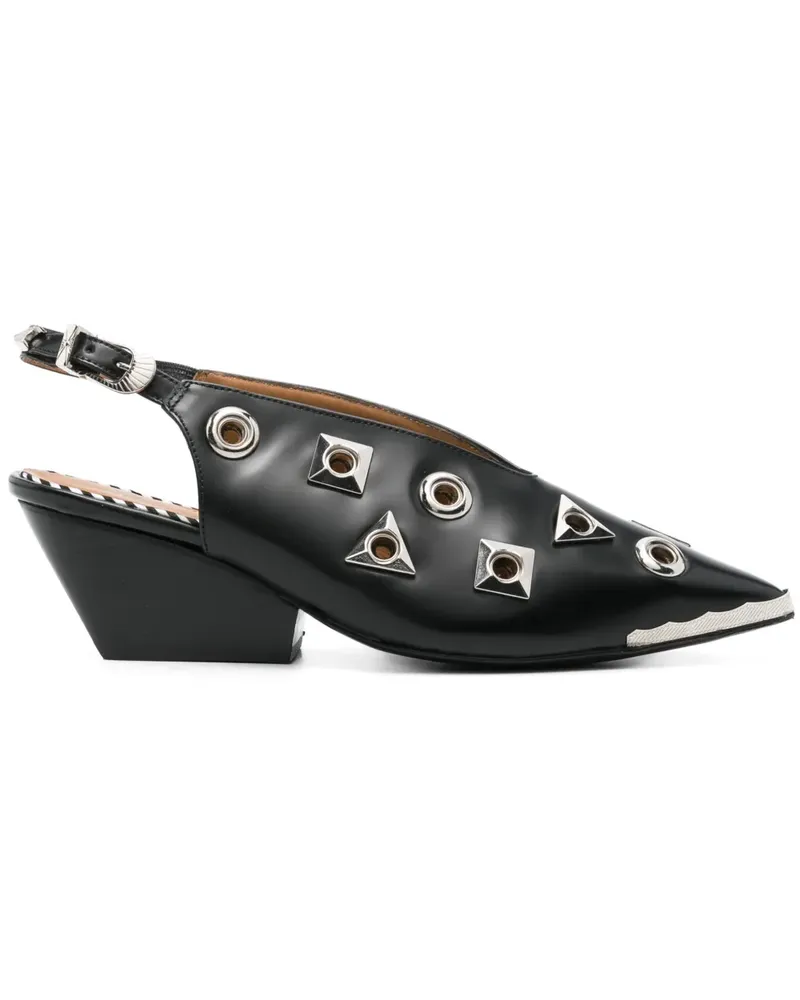 Toga Slingback-Pumps mit Nieten 55mm - Schwarz Schwarz