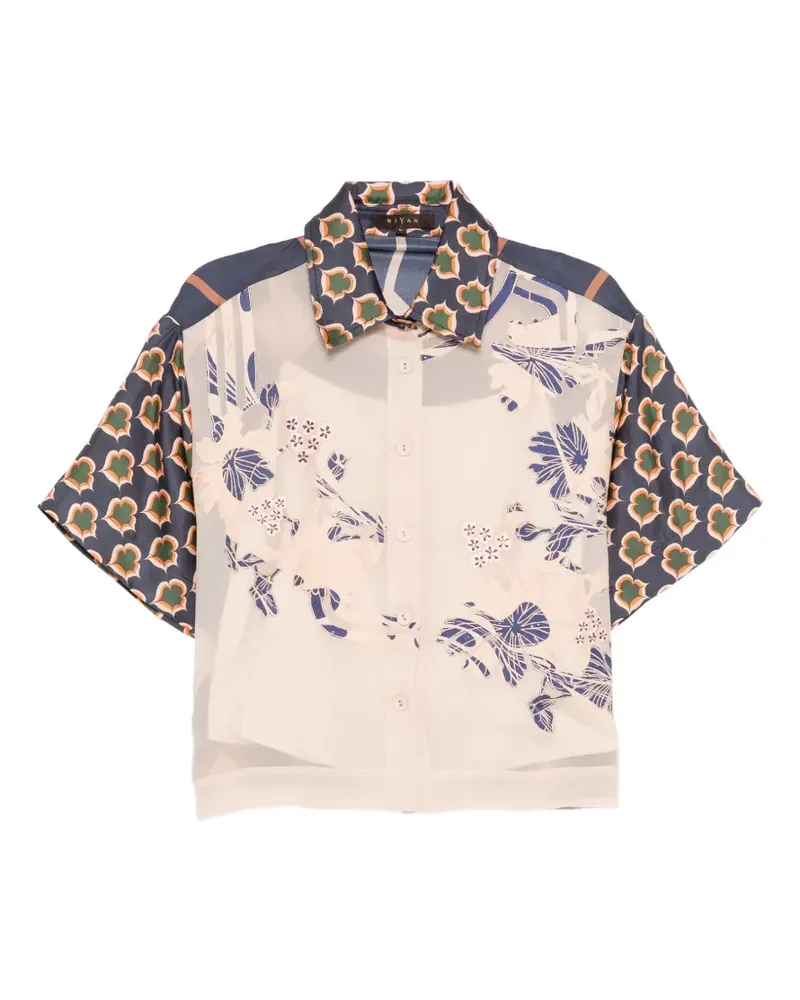 Biyan Hemd mit Blumenstickerei - Blau Blau
