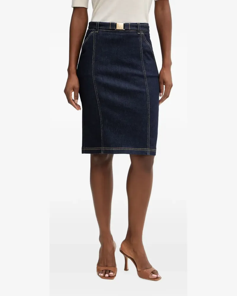 Luisa Spagnoli Tennista logo-plaque topstitched midi skirt - Blau Blau