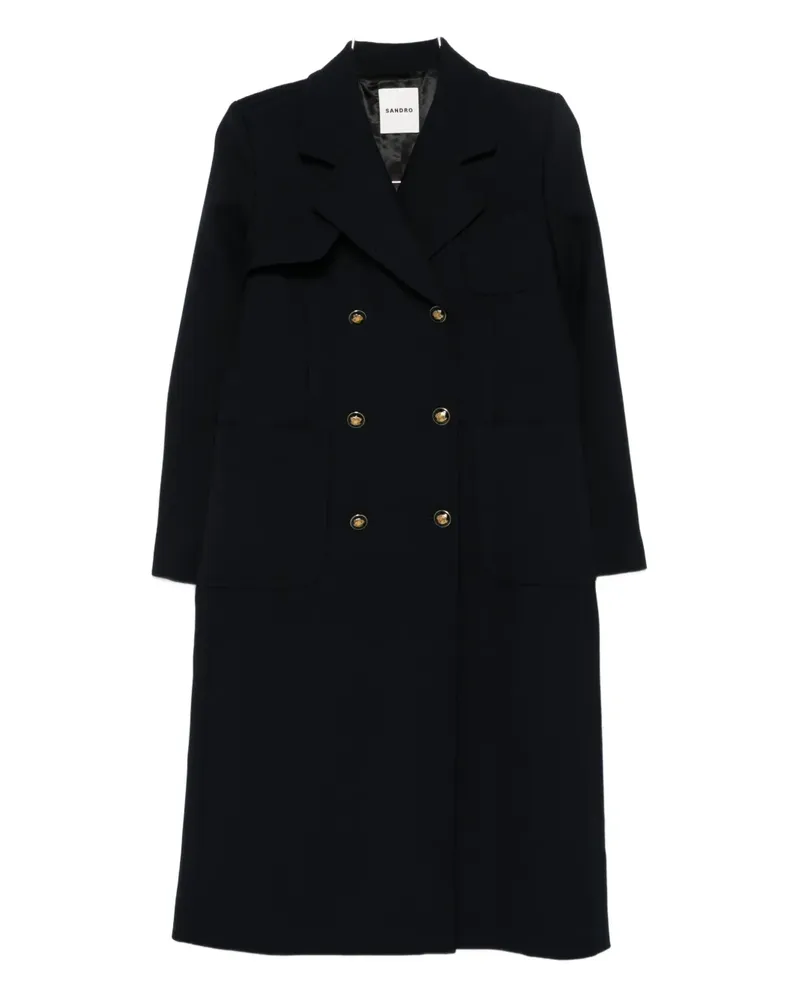 Sandro Doppelreihiger Mantel mit aufgesetzten Taschen - Blau Blau