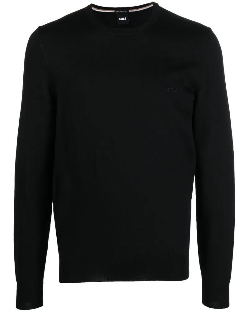 HUGO BOSS Pullover mit Rundhalsausschnitt - Schwarz Schwarz