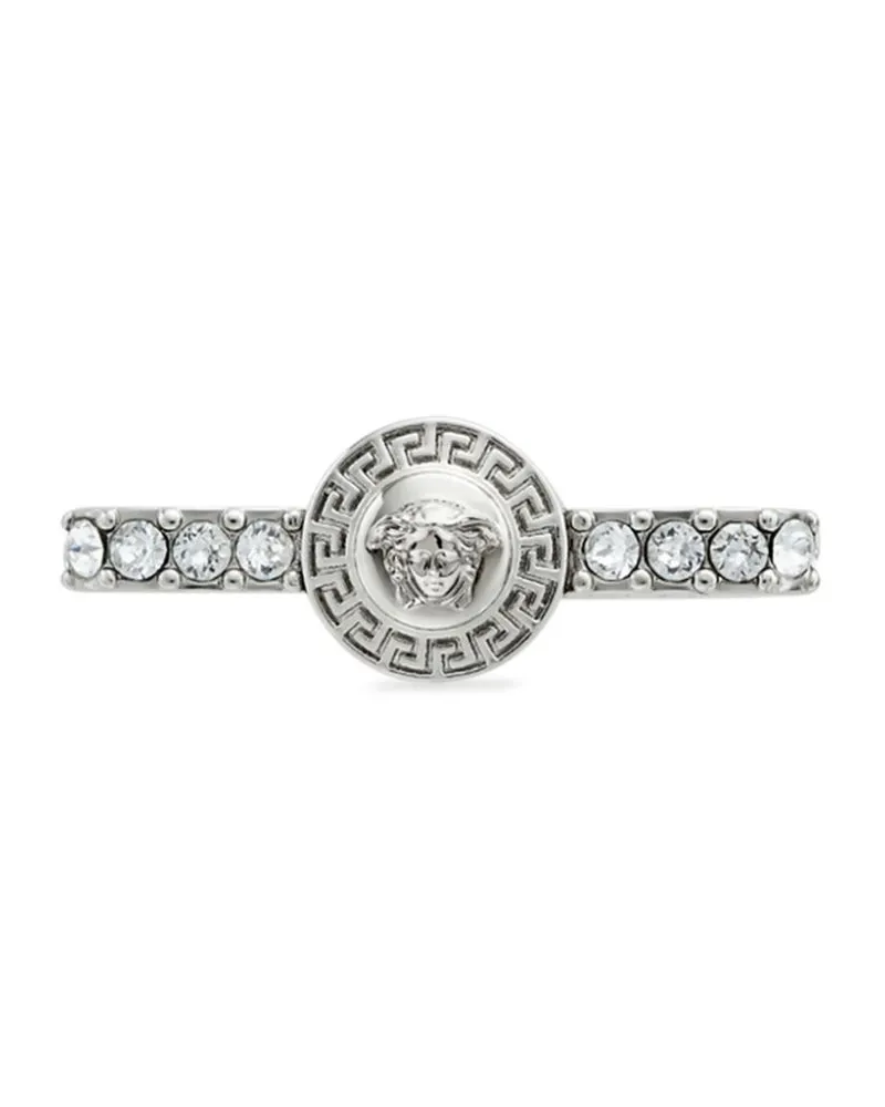 Versace Gianni Ribbon Ring mit Kristallen - Silber Silber