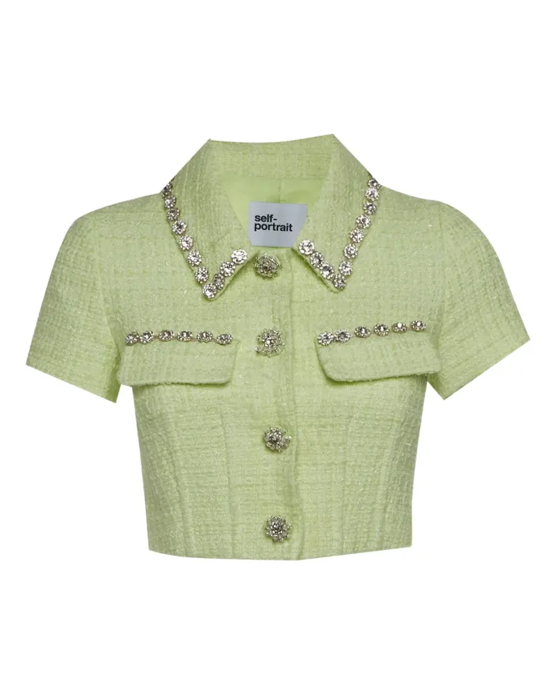 Self-Portrait bouclé embellished blouse - Grün Grün