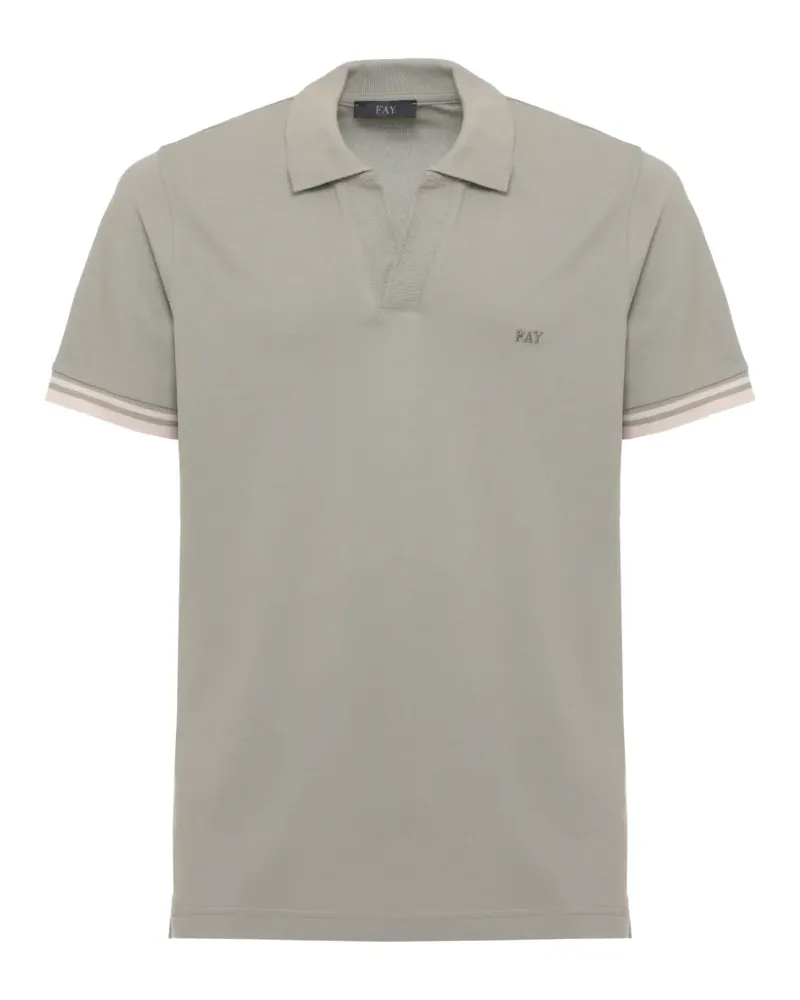 Fay logo-embroidered striped-trim polo shirt - Grün Grün