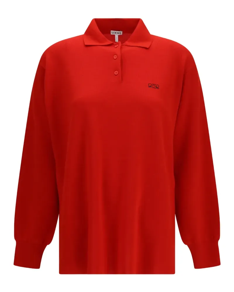 Loewe logo-embroidered polo sweater - Rot Rot