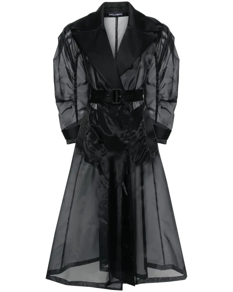 Dolce & Gabbana Doppelreihiger langer Mantel - Schwarz Schwarz