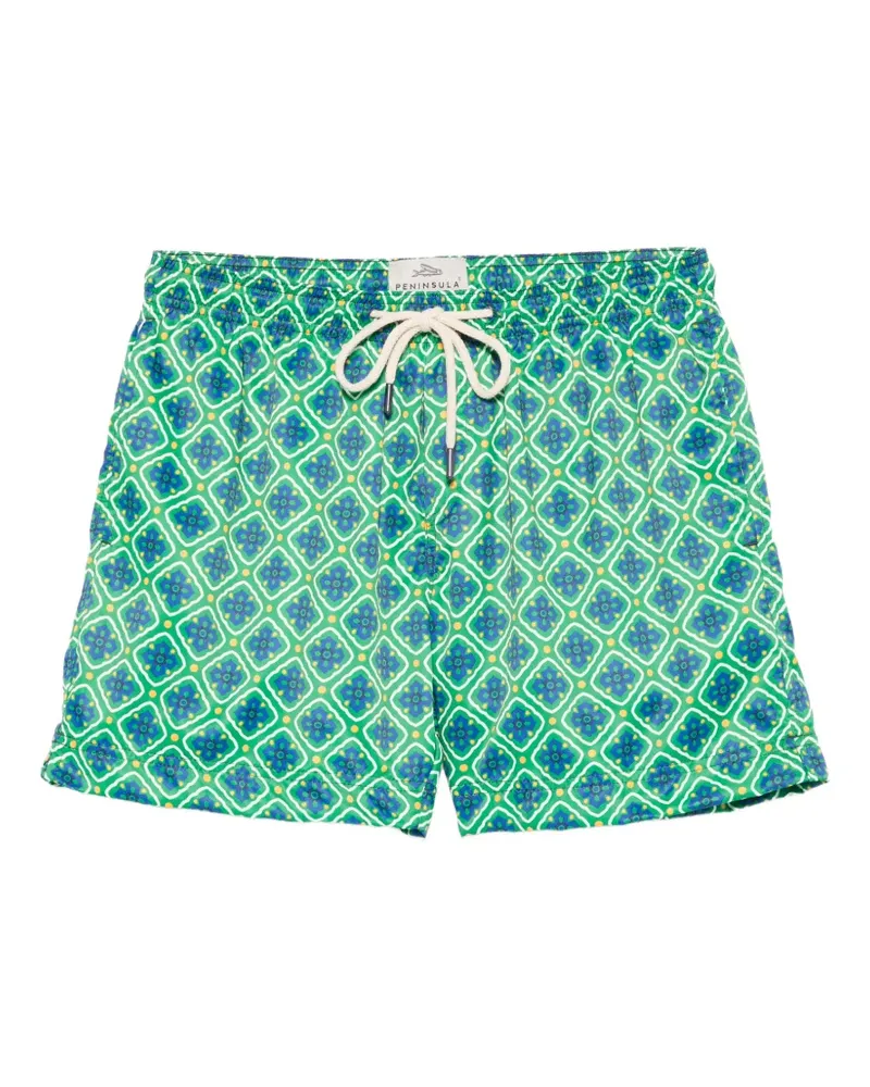 PENINSULA Pantelleria geometric-print swim shorts - Grün Grün