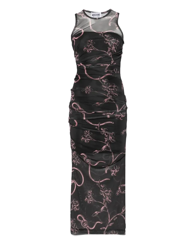 Moschino Midikleid mit Blumen-Print - Schwarz Schwarz