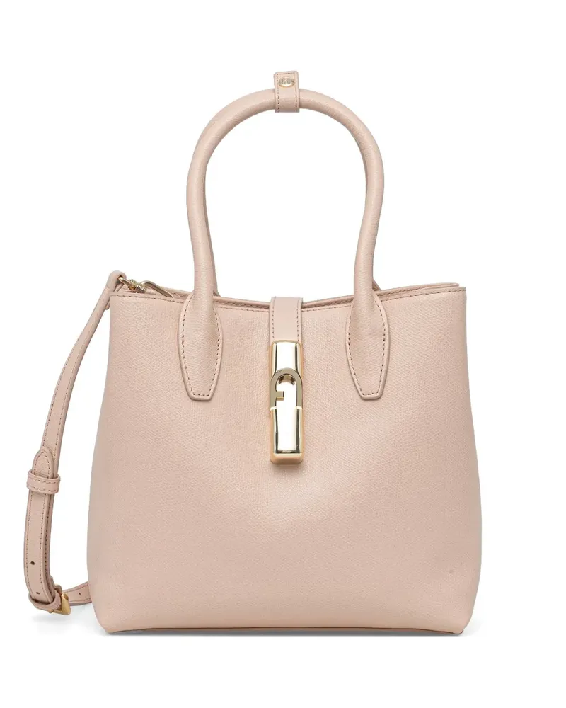Furla Goccia grained leather tote bag - Nude Nude