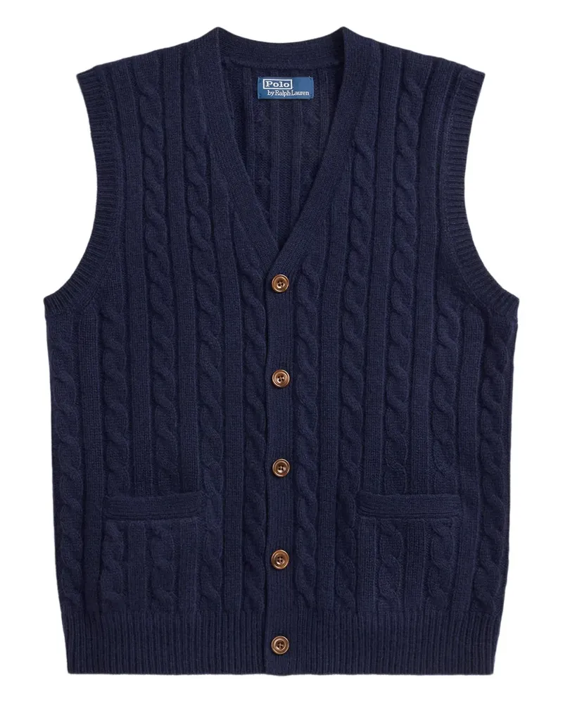 Ralph Lauren Geknöpfte Weste mit Zopfmuster - Blau Blau