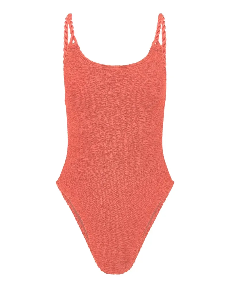 Hunza G Camille Badeanzug mit Knitteroptik - Orange Orange