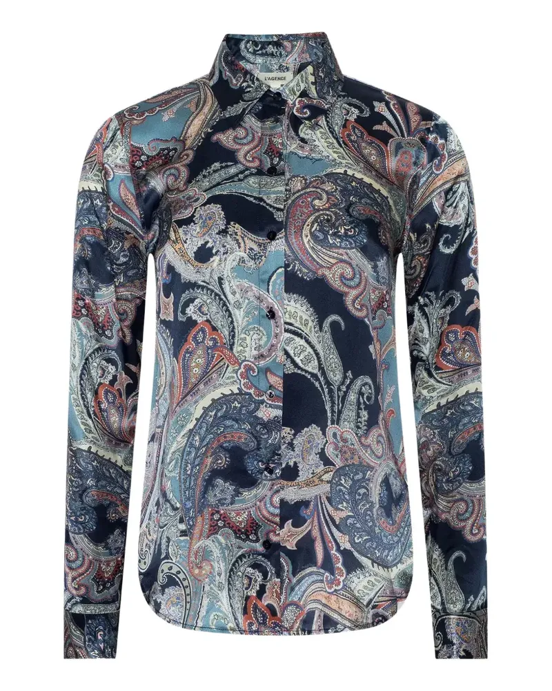 L'Agence Tyler Seidenbluse mit Paisley-Print - Blau Blau