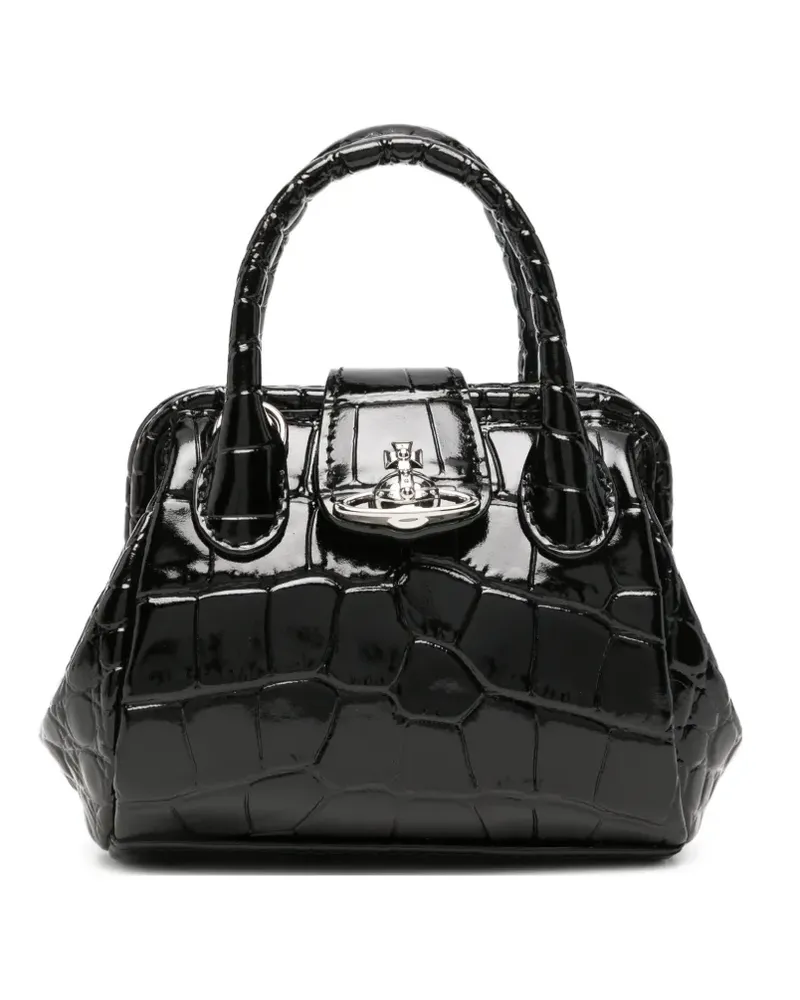 Vivienne Westwood Orb Mini-Tasche mit Kroko-Effekt - Schwarz Schwarz