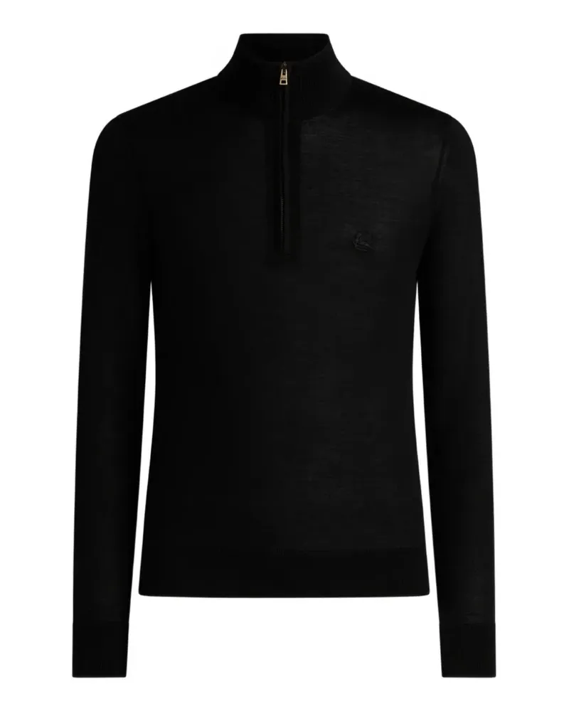 Etro Pullover aus Wolle mit Pegaso-Stickerei - Schwarz Schwarz