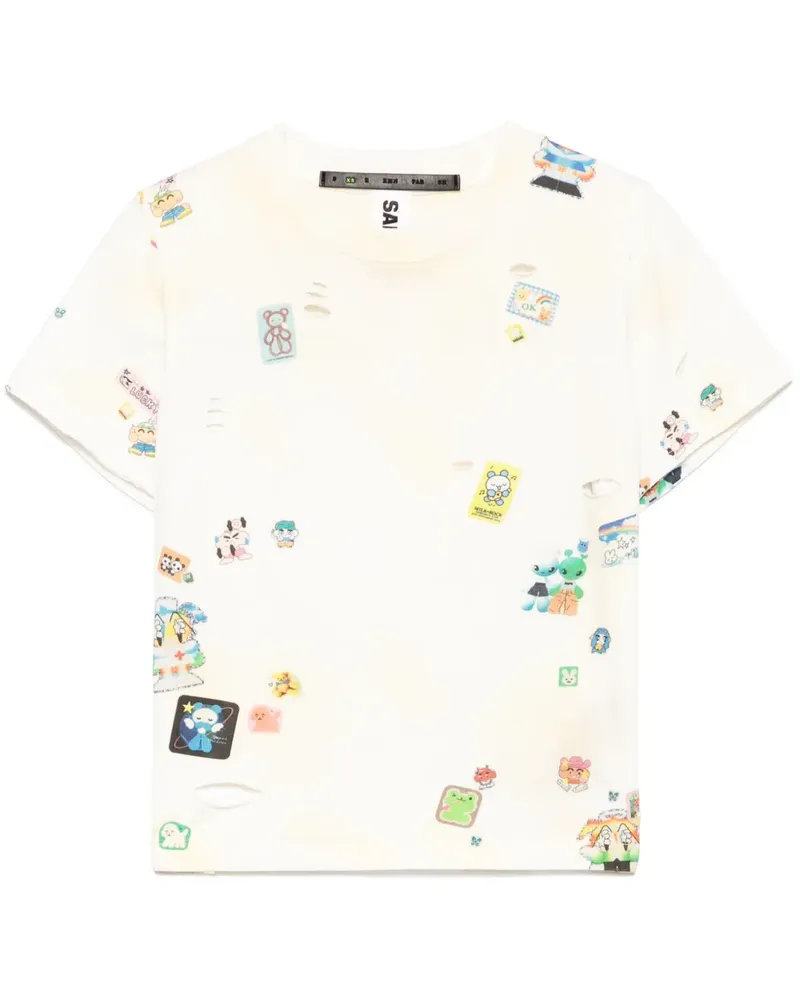 SANKUANZ T-Shirt mit grafischem Print - Nude Nude