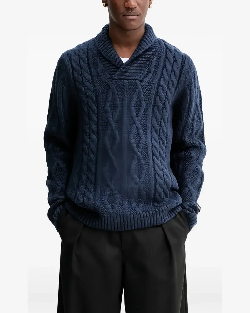 Levi's Schalkragen-Pullover mit Zopfmuster - Blau Blau