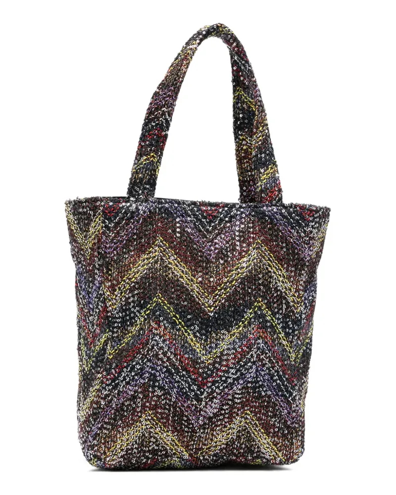Missoni mini Caperdoni sequin chevron tote bag - Schwarz Schwarz