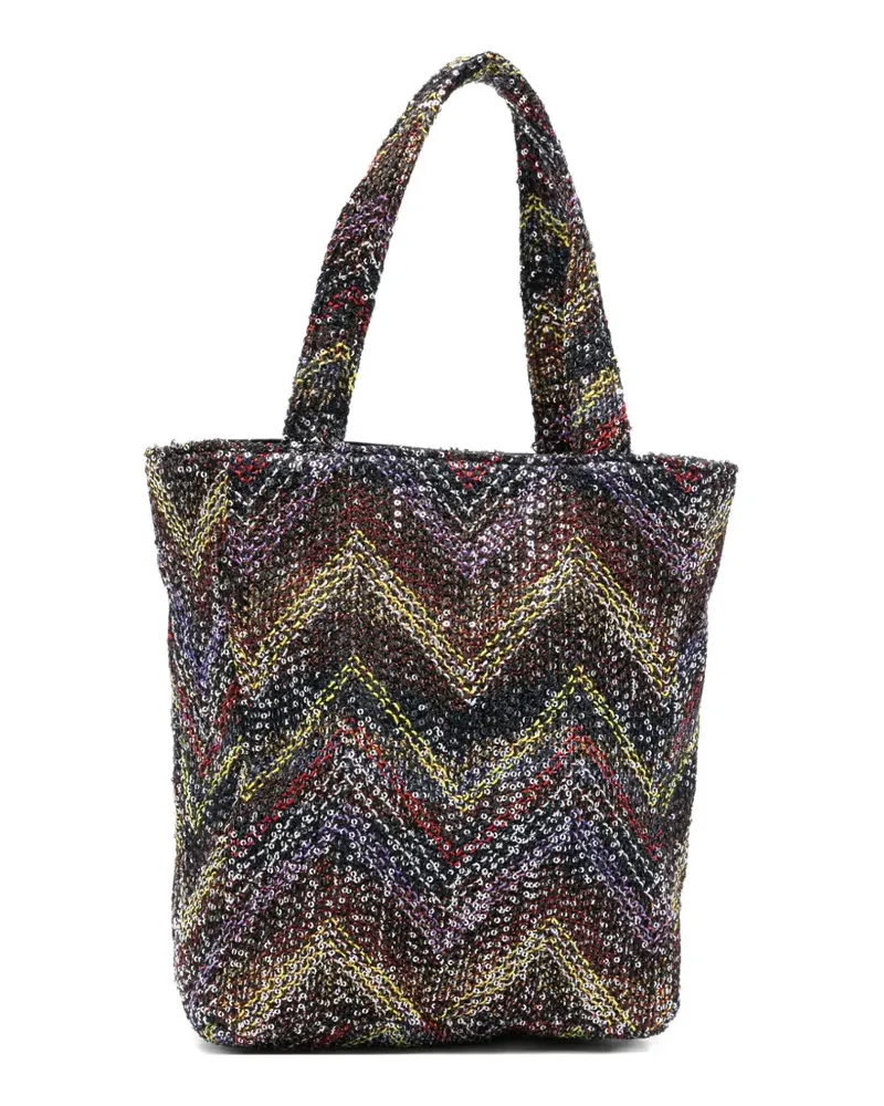 Missoni mini Caperdoni sequin chevron tote bag - Schwarz Schwarz