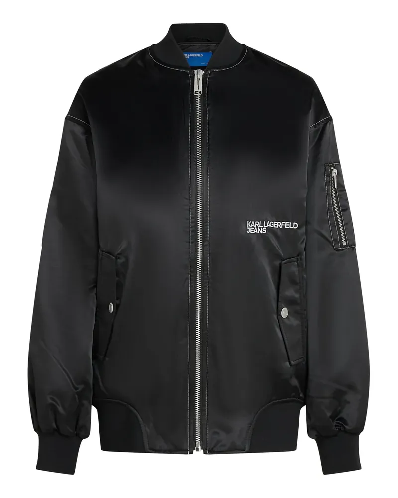 Karl Lagerfeld Bomberjacke in Satinoptik - Schwarz Schwarz