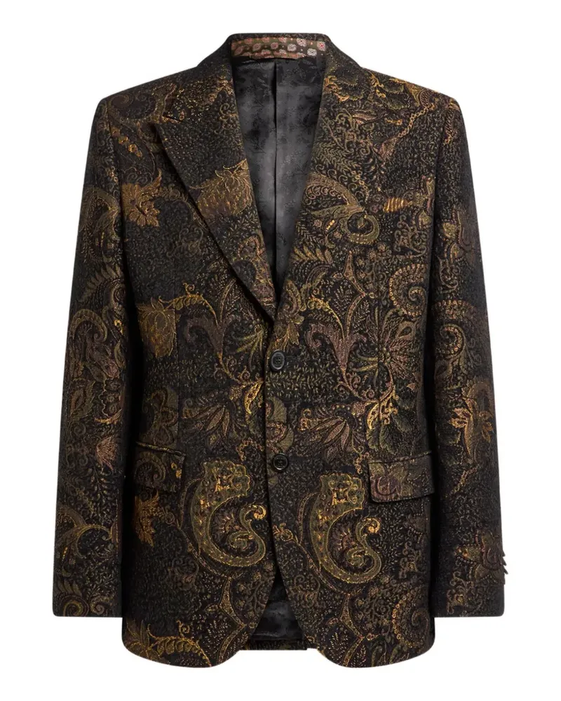 Etro Einreihige Jacquard-Jacke mit Paisley-Blumenmotiv - Schwarz Schwarz