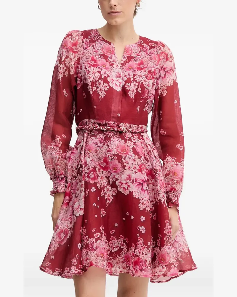 Hale Bob Violetta floral-print belted mini dress - Rot Rot