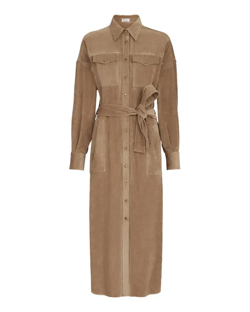 Brunello Cucinelli Hemdkleid aus Cord - Nude Nude