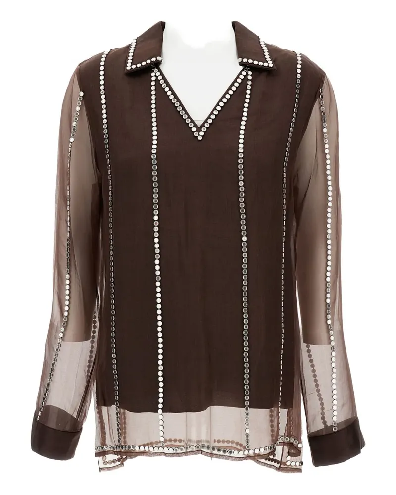 Wales Bonner Bluse mit V-Ausschnitt - Braun Braun