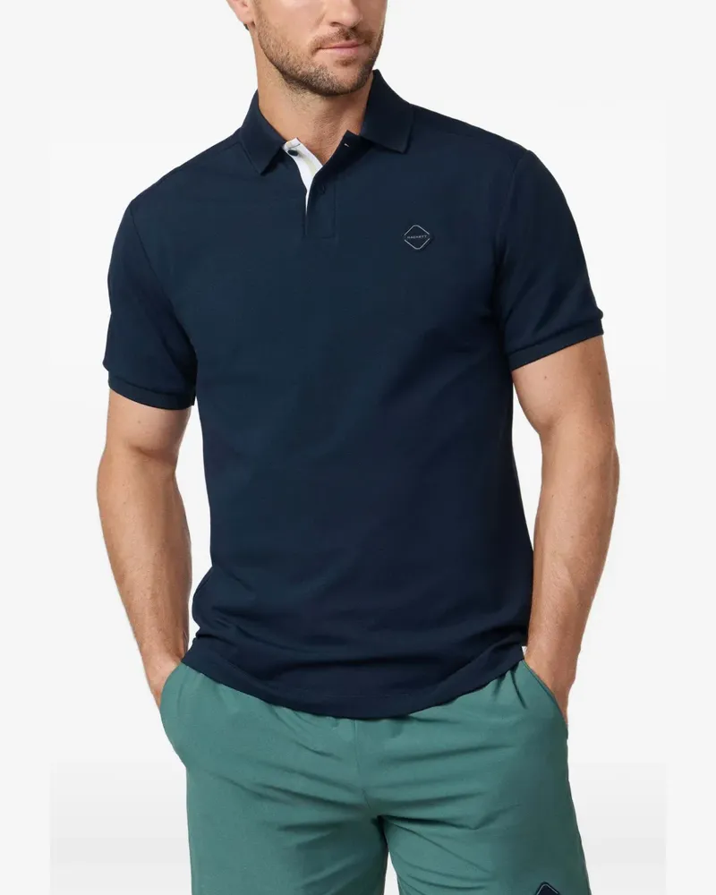 Hackett Poloshirt mit gestreifter Knopfleiste - Blau Blau