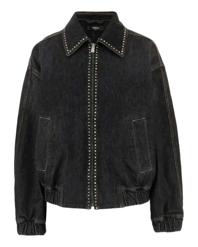 Versace crystal-embellished denim jacket - Schwarz Schwarz
