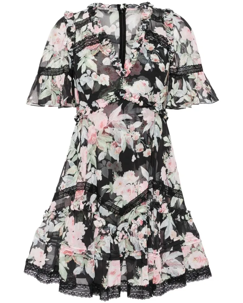 Needle & Thread Paradise Garden Sonata Minikleid - Schwarz Schwarz