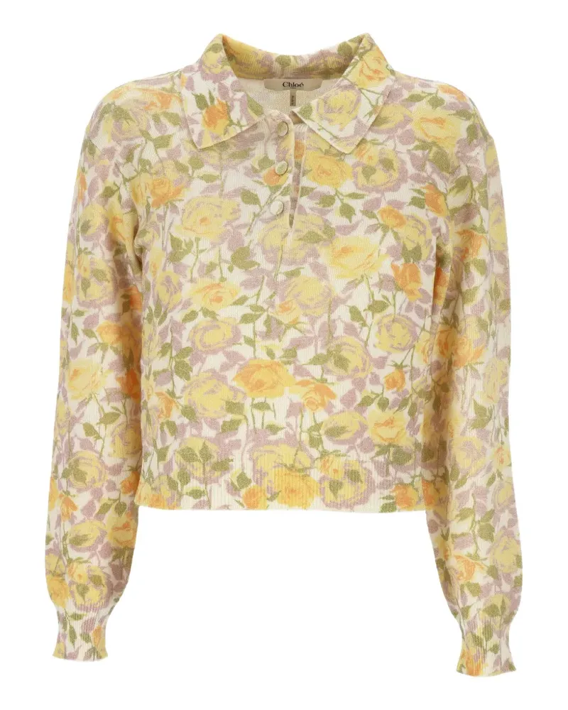 Chloé floral-print polo-collar sweater - Gelb Gelb