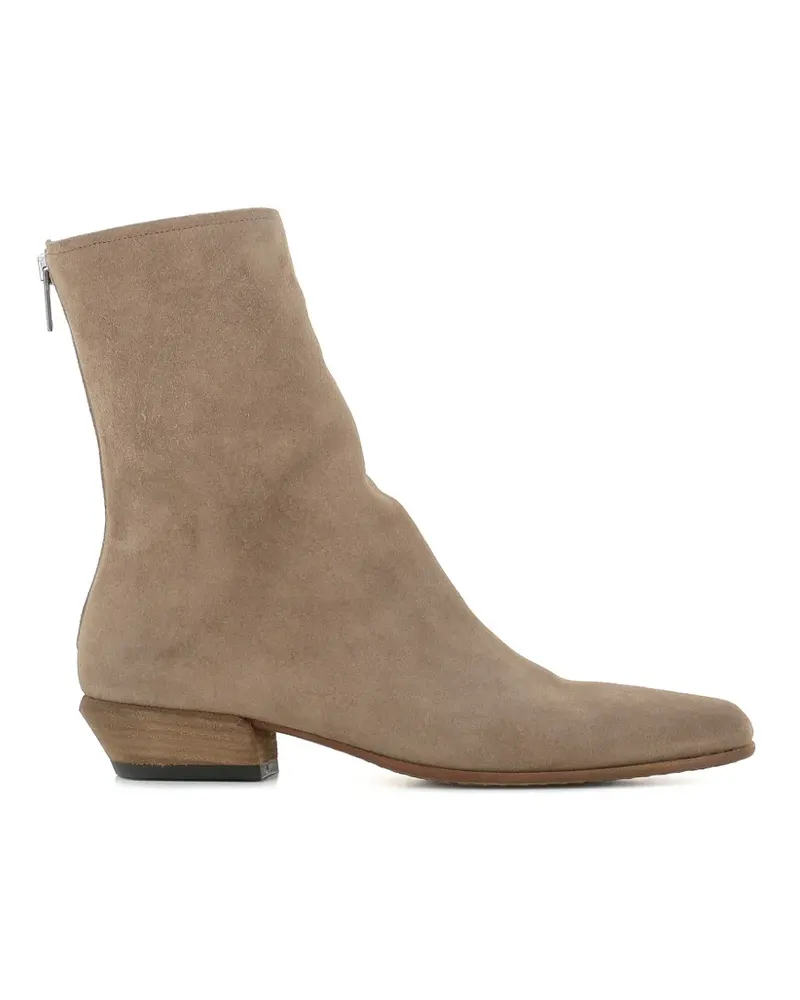 Pantanetti back-zip suede ankle boots - Nude Nude