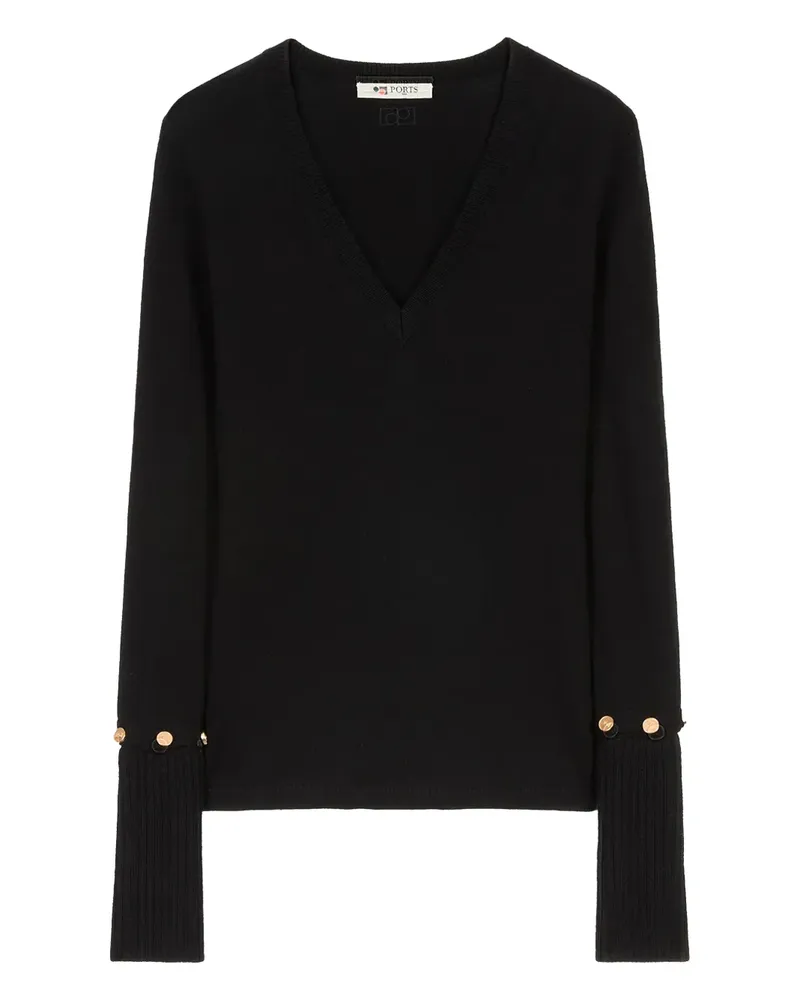 Ports 1961 Pullover mit V-Ausschnitt - Schwarz Schwarz