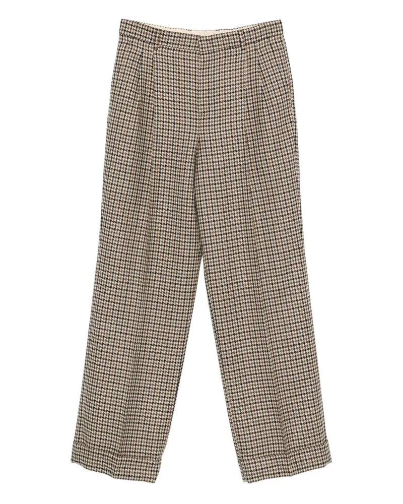 Valentino Garavani houndstooth pleat trousers - Nude Nude