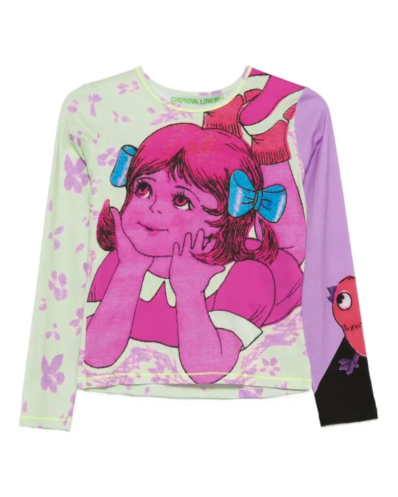CHOPOVA LOWENA Daydream Langarmshirt mit grafischem Print - Rosa Rosa