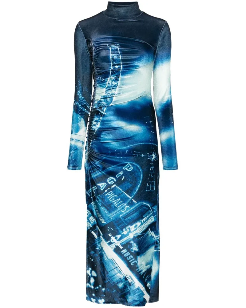 Jean Paul Gaultier Kleid aus Samt mit Pigalle-Print - Blau Blau