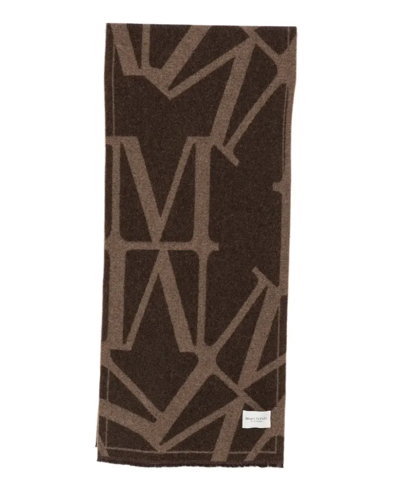 Marc O'Polo logo-intarsia wool scarf - Braun Braun