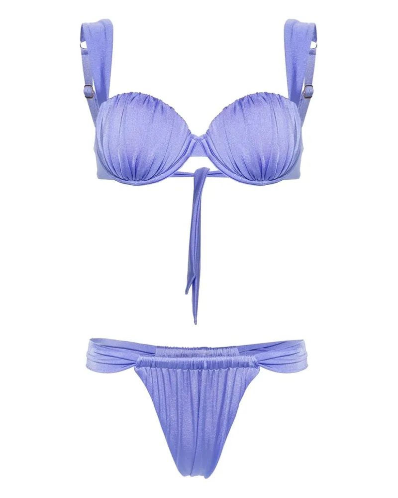 Noire Swimwear Geraffter Balconette-Bikini - Violett Violett