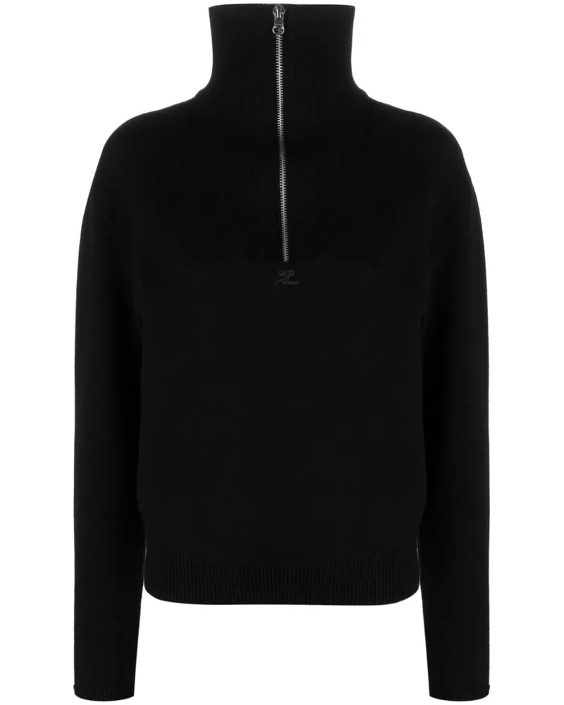 Courrèges Pullover mit Logo-Patch - Schwarz Schwarz