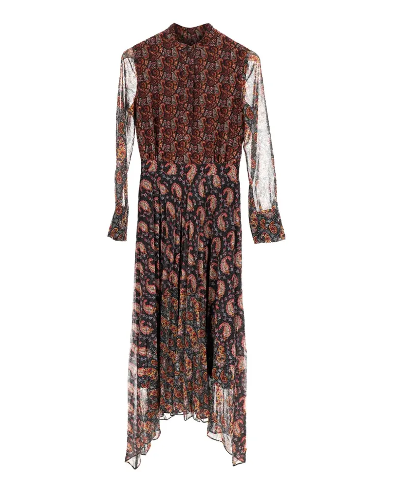 Altuzarra Plissiertes Midikleid mit Paisley-Print - Schwarz Schwarz