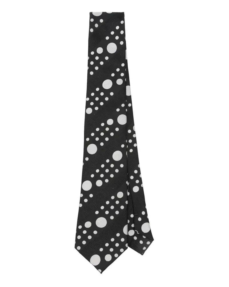 Yohji Yamamoto Seidenkrawatte mit Polka Dots - Schwarz Schwarz