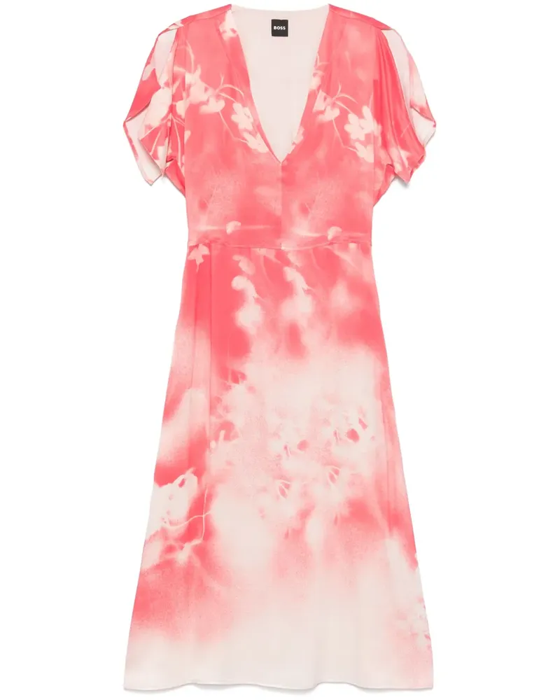 HUGO BOSS Midikleid mit Blumen-Print - Rosa Rosa