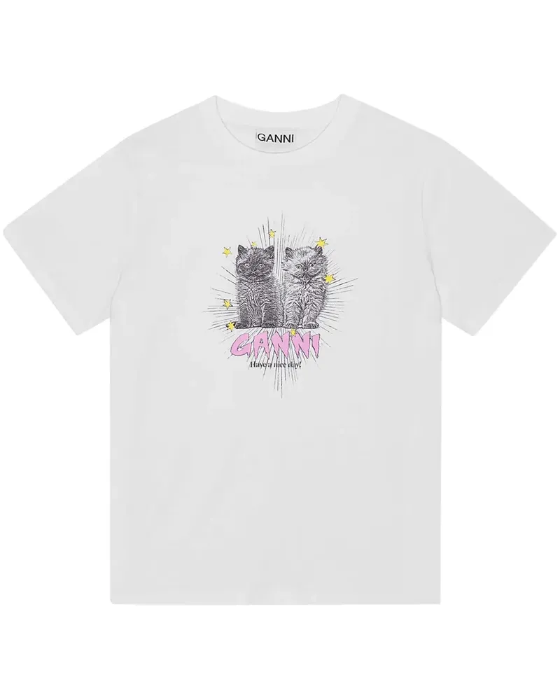 Ganni Kittens T-Shirt - Weiß Weiß