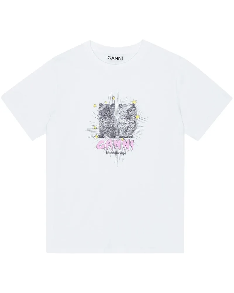 Ganni Kittens T-Shirt - Weiß Weiß