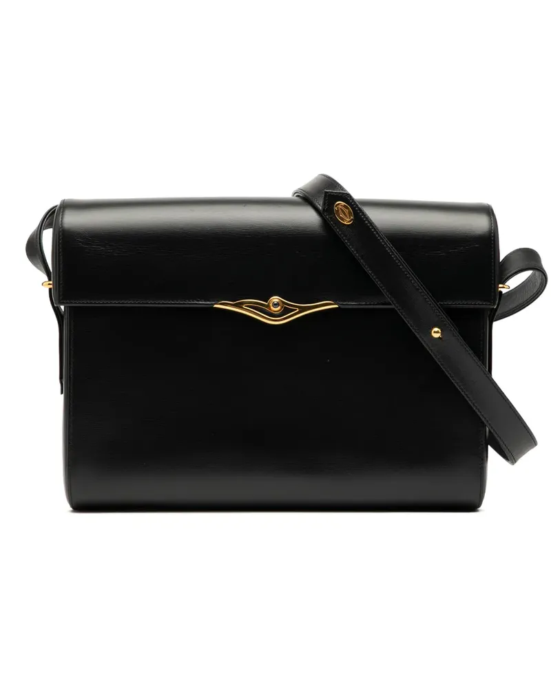 Cartier 2000-2025 Sapphire Line Umhängetasche aus Leder - Schwarz Schwarz