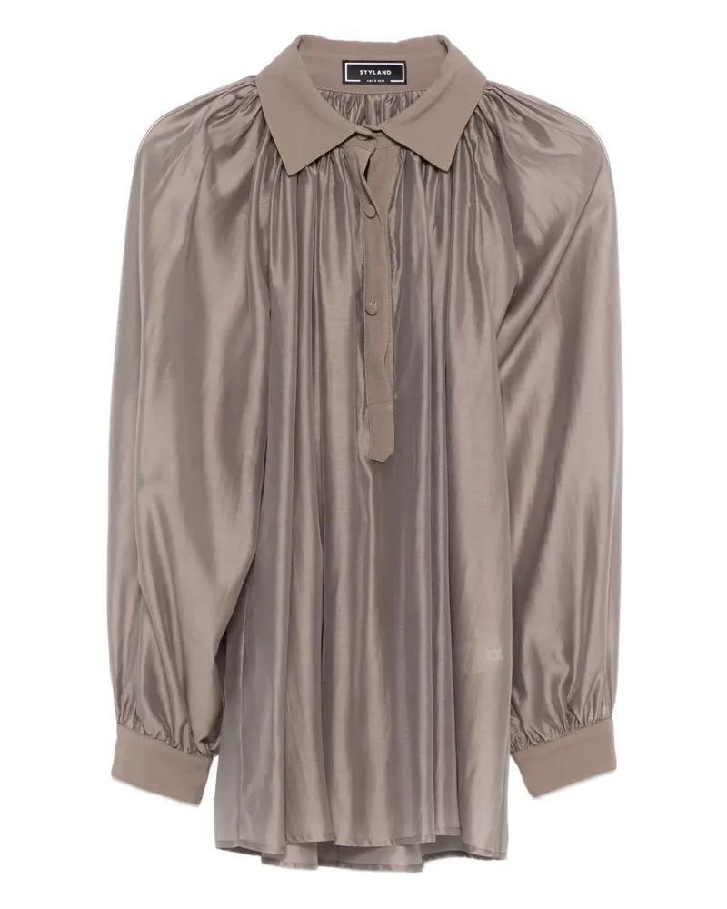 STYLAND Geraffte Bluse - Grau Grau