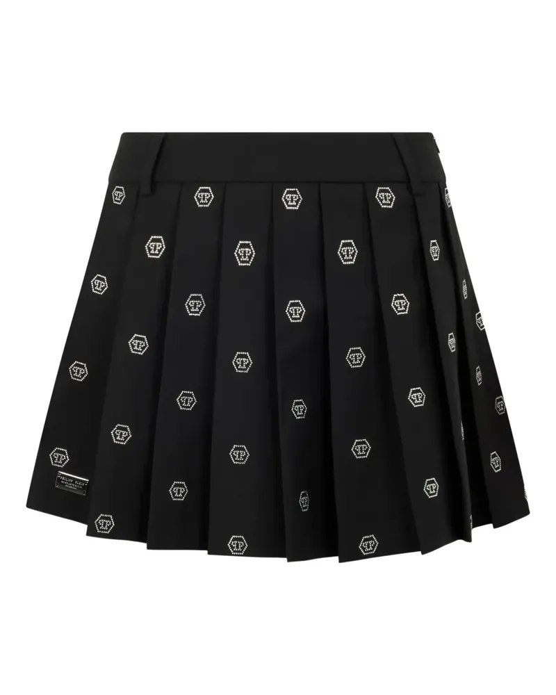 Philipp Plein pleated monogram-strass miniskirt - Schwarz Schwarz