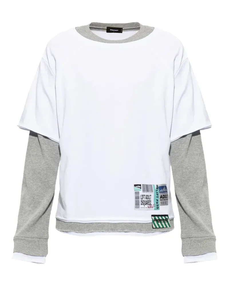 Dsquared2 T-Shirt im Layering-Look mit Logo-Patch - Weiß Weiß