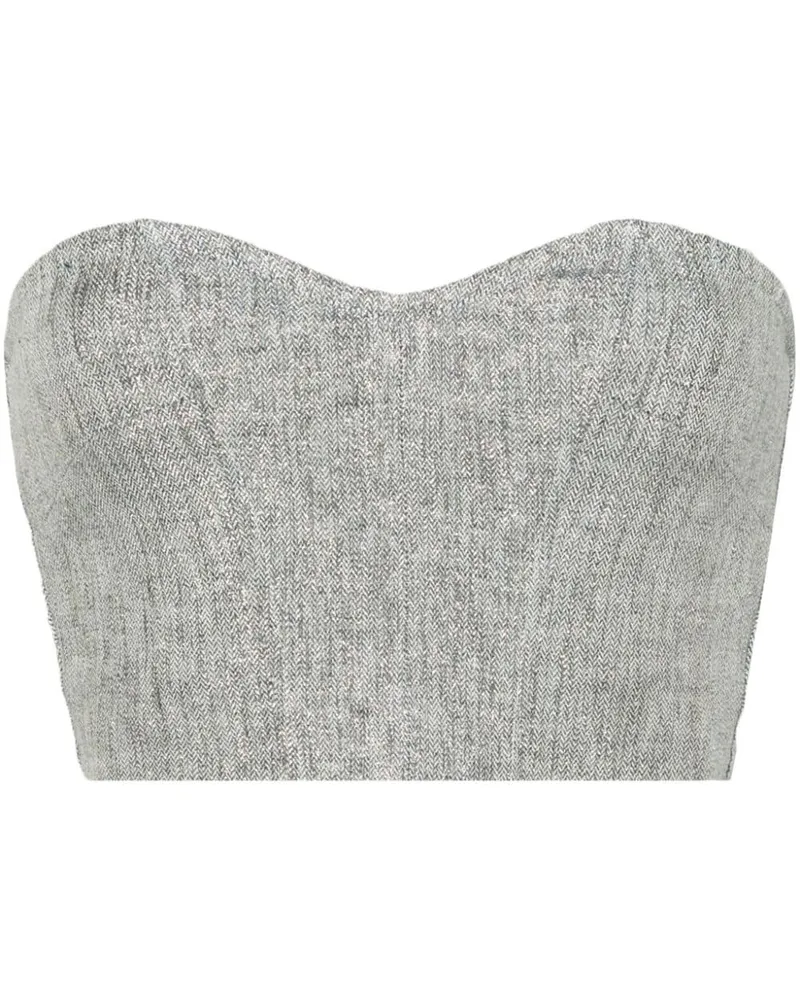 forte_forte Trägerloses Lurex-Top - Blau Blau